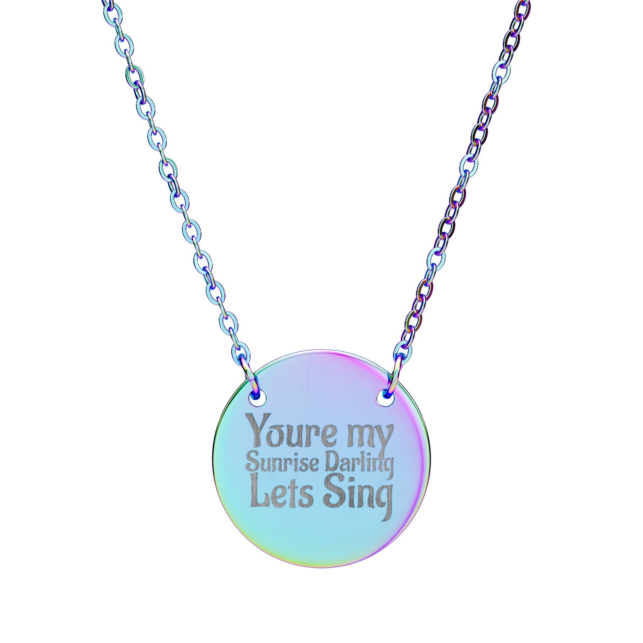 Engraved Circle Necklace 'Sunrise Darling'