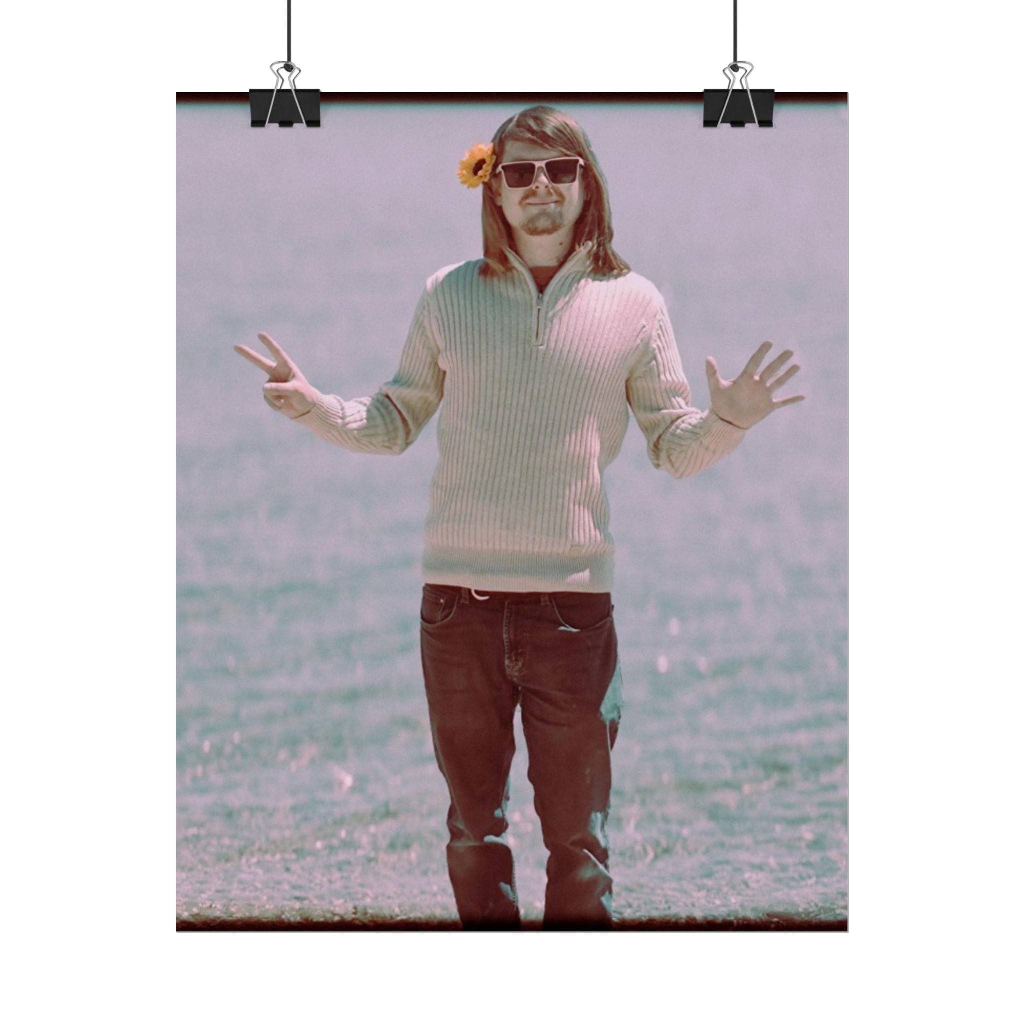 Vintage Beach Vibes Rolled Poster — Retro Peace Sign Photo Print