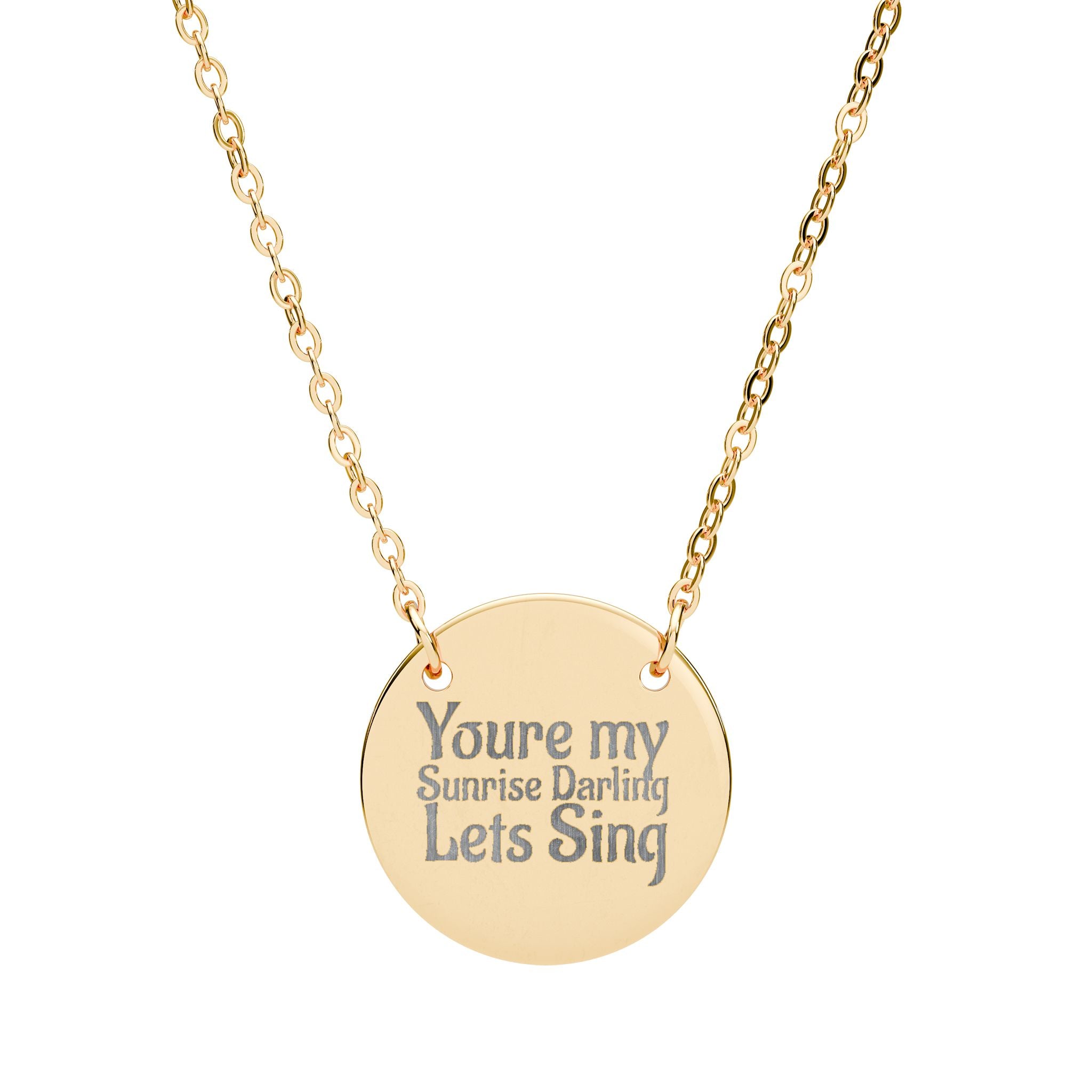 Engraved Circle Necklace 'Sunrise Darling'