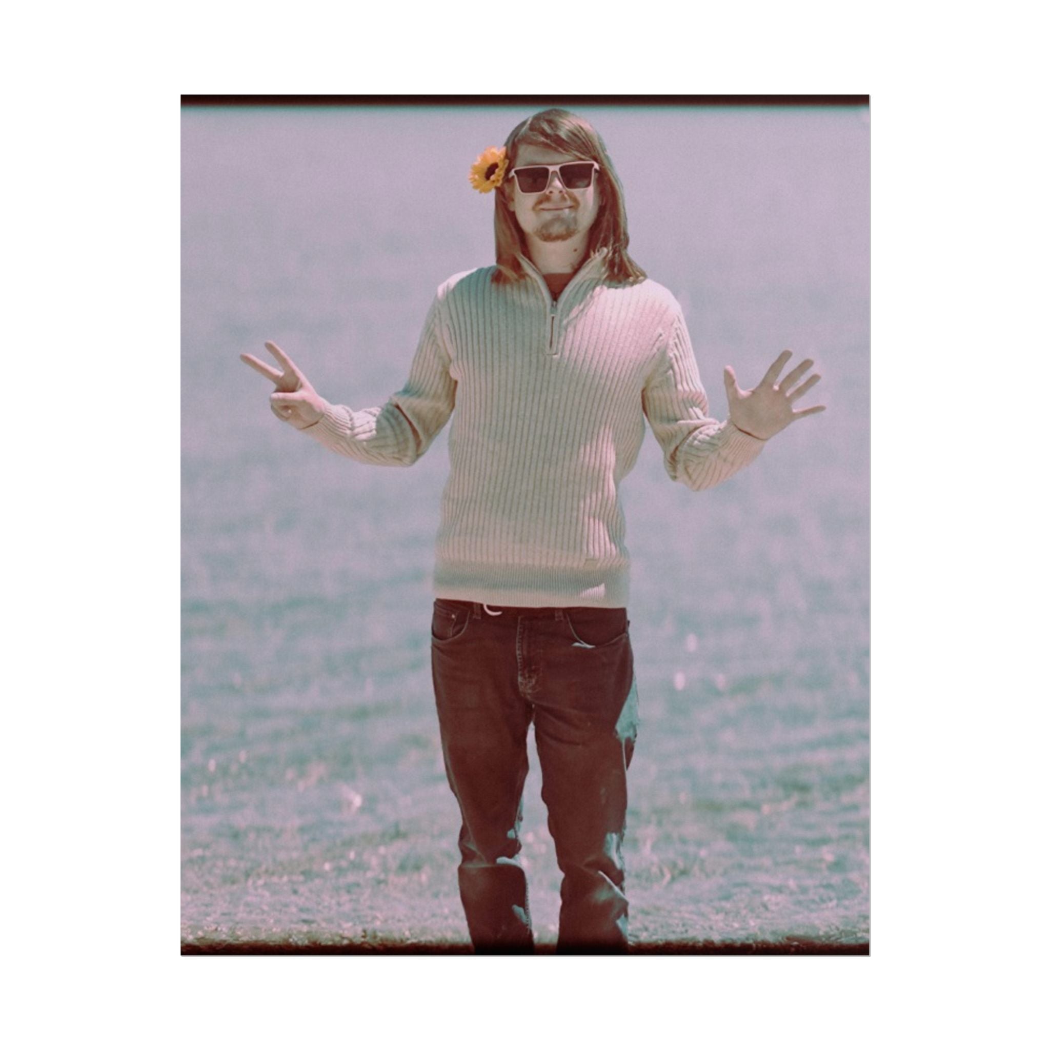 Vintage Beach Vibes Rolled Poster — Retro Peace Sign Photo Print