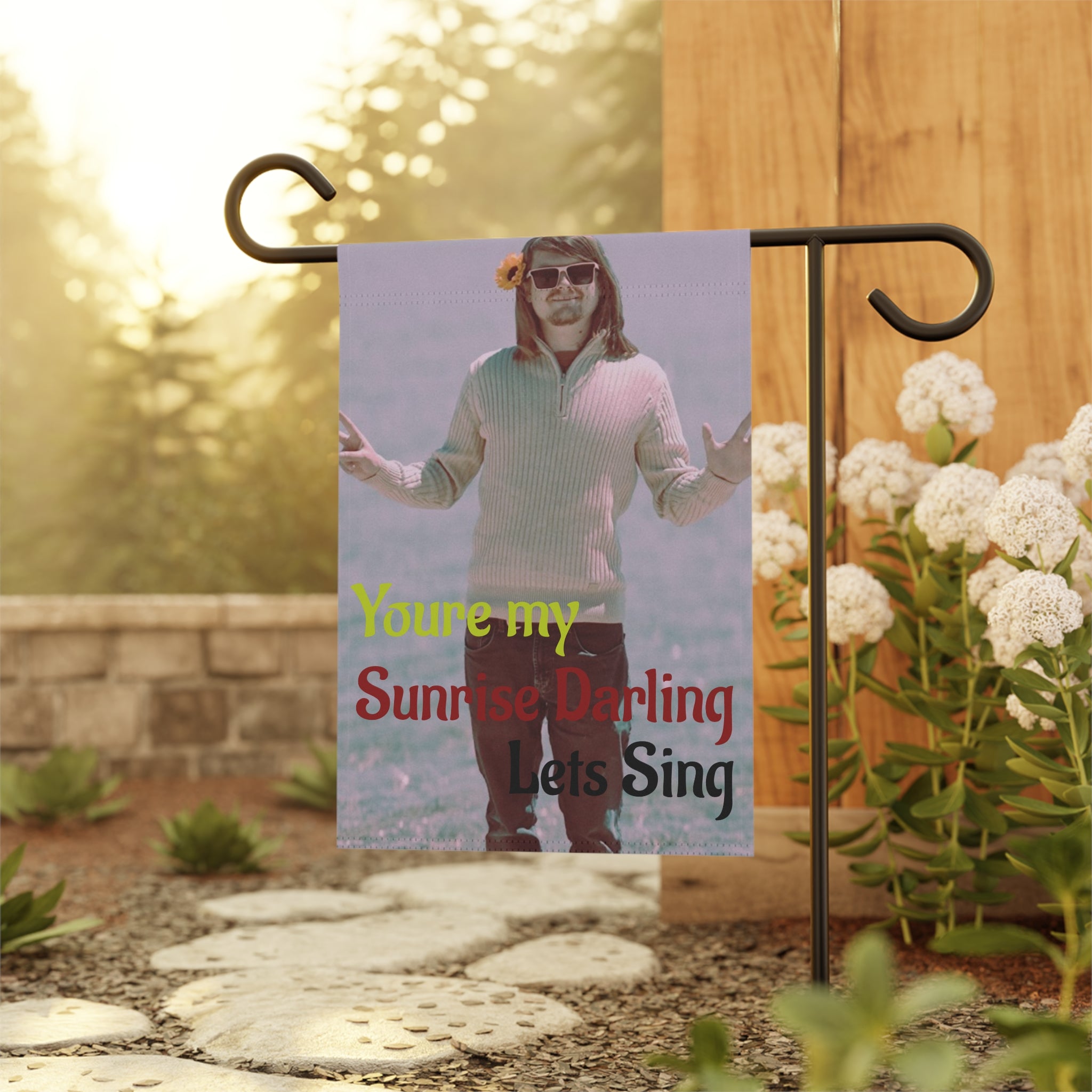 Vintage Sunrise Darling Garden Flag – 'You're My Sunrise Darling, Let's Sing' Decorative Yard Banner