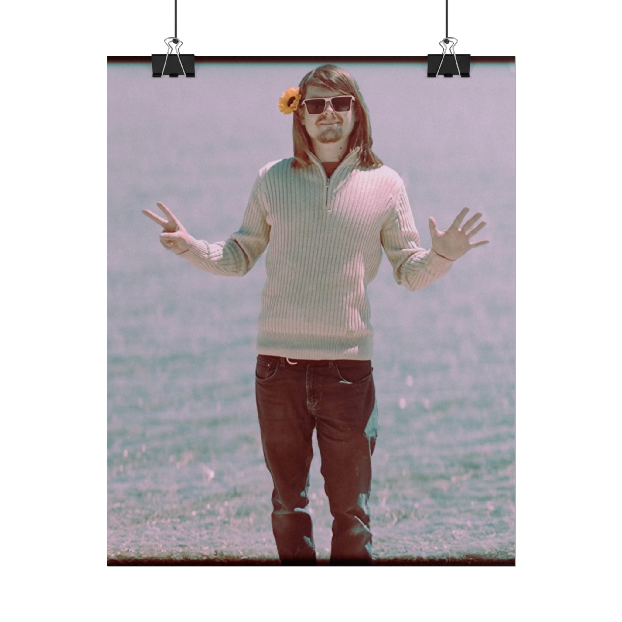 Vintage Beach Vibes Rolled Poster — Retro Peace Sign Photo Print