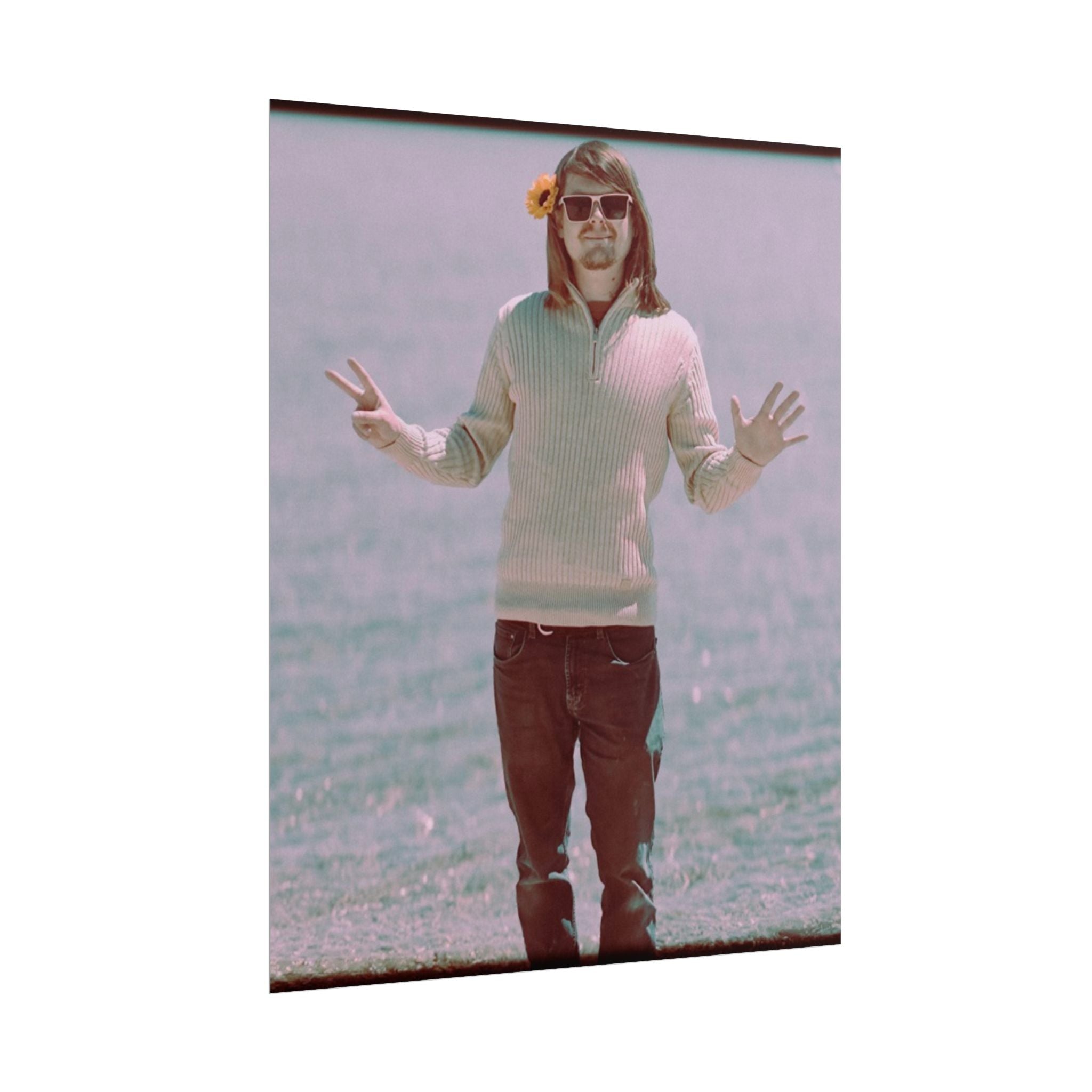 Vintage Beach Vibes Rolled Poster — Retro Peace Sign Photo Print